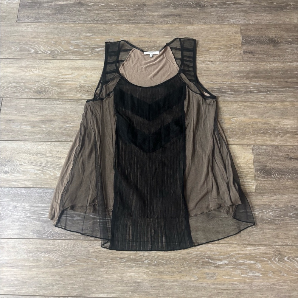 Mystree Tank Top Women’s Sz M Black Sheer Overlay Fairy Whimisgoth Witchy Y2K